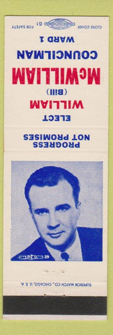 Matchbook Cover - William McWilliam Councilman election