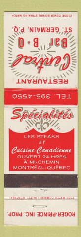 Matchbook Cover - Central BBQ Restuarant St Germain QC
