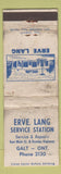 Matchbook Cover - Erve Lang Service oil gas Galt ON POOR
