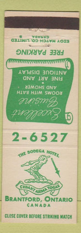 Matchbook Cover - Bodega Hotel Brantford ON
