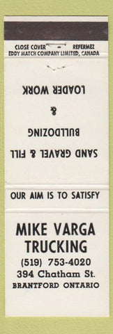 Matchbook Cover - Mike Varga Trucking Brantford ON bulldozing