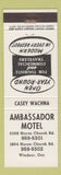 Matchbook Cover - Ambassador Motel Windsor ON