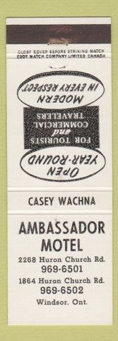 Matchbook Cover - Ambassador Motel Windsor ON