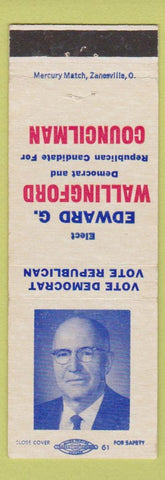 Matchbook Cover - Edward G Wallingford Councilman Schenectady NY