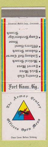 Matchbook Cover - Armor Center Officers Open Mess Fort Knox KY