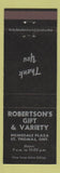 Matchbook Cover - Robertson's Gift Variety St Thomas ON