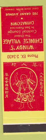 Matchbook Cover - Windy's Chinese Village Chinatown San Francisco CA