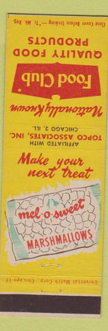 Matchbook Cover - Food Club Grocery Chicago IL Melo O Sweet Marshmallows