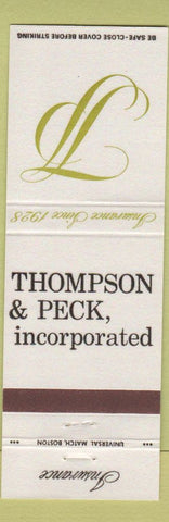 Matchbook Cover - Thompson and Peck Inc Insurance New Haven CT Old Saybrook