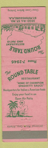 Matchbook Cover - The Round Table Restaurant St Petersburg FL WEAR Italian