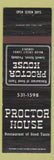 Matchbook Cover - Proctor House Peabody MA