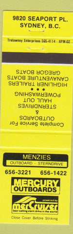 Matchbook Cover - Mercury Outboard Motors Boats Sydney BC