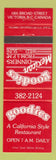 Matchbook Cover - Goodies California Restaurant Victoria BC