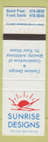 Matchbook Cover - Sunrise Designs NO TOWN