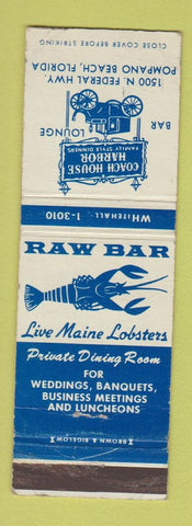 Matchbook Cover - Coach House Harbor Pompano Beach FL lobster WEAR