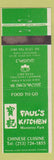 Matchbook Cover - Paul's Kitchen Chinese Food Monterey Park CA WEAR