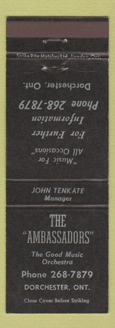 Matchbook Cover - The Ambassadors Orchestra Dorchester ON John Tenkate
