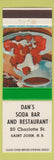 Matchbook Cover - Dan's Soda Bar and Restaurant Saint John NB