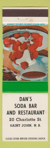 Matchbook Cover - Dan's Soda Bar and Restaurant Saint John NB