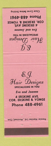 Matchbook Cover - EJ Hair Design Salon Toronto ON