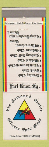 Matchbook Cover - Armored Center Officers Open Mess Fort Knox KY
