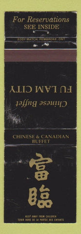 Matchbook Cover - Fu Lam City Buffet London Cambridge ON Moncton NB WORN