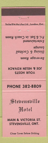 Matchbook Cover - Stevensville Hotel ON