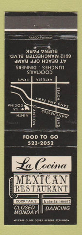 Matchbook Cover - La Cocina Mexican Restaurant Buena Park CA