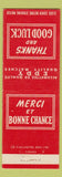 Matchbook Cover - Eddy Quality Matches Merci BLANK STRIKER red
