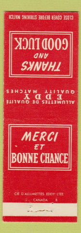 Matchbook Cover - Eddy Quality Matches Merci BLANK STRIKER red