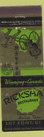 Matchbook Cover - Ricksha Restaurant Winnipeg MB