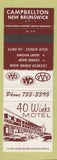 Matchbook Cover - 40 Winks Motel Campbellton NB