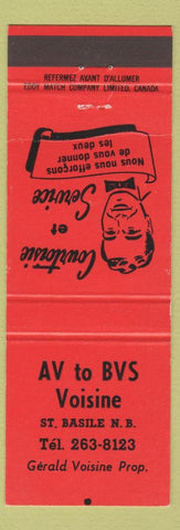 Matchbook Cover - AV to BVS Voisine St Basile NB