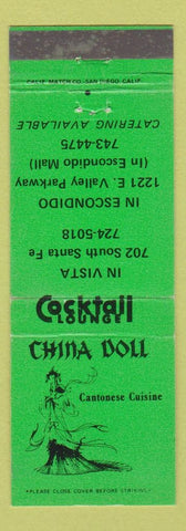 Matchbook Cover - China Doll Cocktail Lounge Chinese Escondido CA