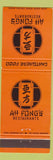 Matchbook Cover - Ah Fongs Restaurants Hollywood CA Beverly Hills CA Encino CA