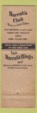 Matchbook Cover - Harrahs Club Casino Reno NV and Lake Tahoe NV