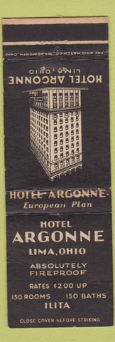 Matchbook Cover - Hotel Argonne Lima OH