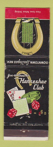 Matchbook Cover - Hanseshoe Club casino restaurant Las Vegas NV