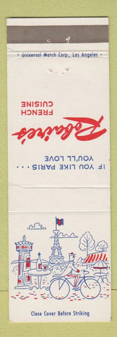 Matchbook Cover - Robaire's French Restaurant Los Angeles CA Sherman Oaks CA