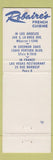 Matchbook Cover - Robaire's French Restaurant Los Angeles CA Sherman Oaks CA