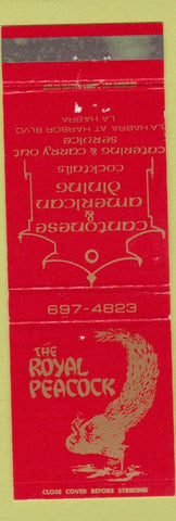 Matchbook Cover - The Peacock and American Dining  La Habra CA