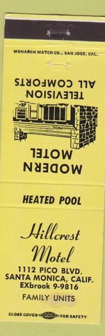 Matchbook Cover - Hillcrest Motel Santa Monica CA