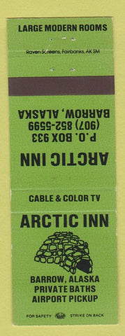 Matchbook Cover - Arctic Inn Barrow AK green