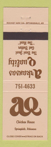Matchbook Cover - Arkansas Quality Chicken House Springdale AR