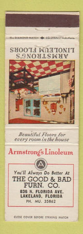 Matchbook Cover - Armstrong Linoleum Flooring Furniture Lakeland FL