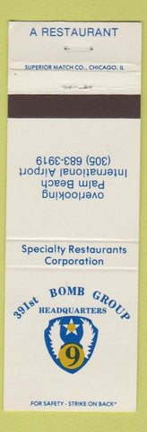 Matchbook Cover - 391st Bomb Group Headquarters Restaurant Palm Beach FL
