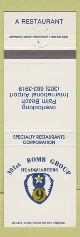 Matchbook Cover - 391st Bomb Group Headquarters Restaurant Palm Beach FL