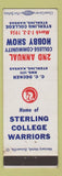 Matchbook Cover - 2nd Annual Hobby Show Sterling KS College Sterling Warriors