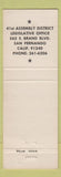 Matchbook Cover - Assemblyman David Negri CA California State San Fernando