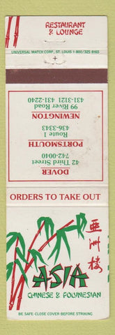 Matchbook Cover - Asia Chinese Polynesian Dover Newington Porstmouth WEAR